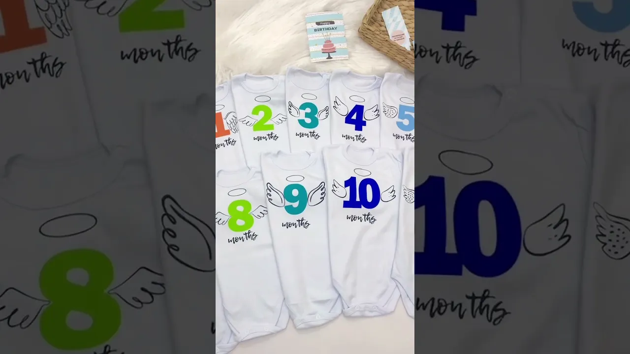 Набор 12 боди по месяцам "Ангелочек"