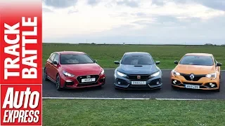 Honda Civic Type R vs Renault Megane RS vs Hyundai i30N - hot hatch Track Battle