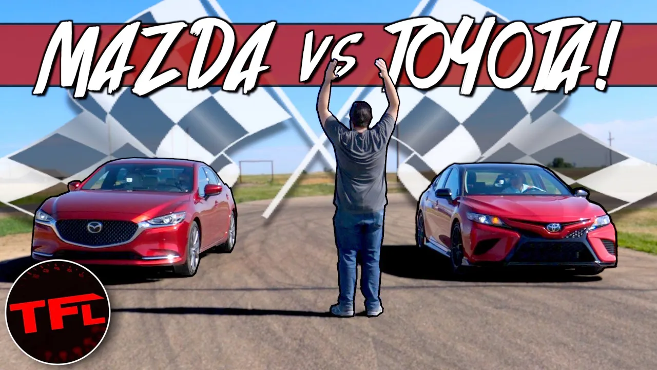 2020 Toyota Camry TRD vs Mazda6 Review & Drag Race! Hint: The Red Car Wins