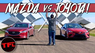 2020 Toyota Camry TRD vs Mazda6 Review & Drag Race! Hint: The Red Car Wins