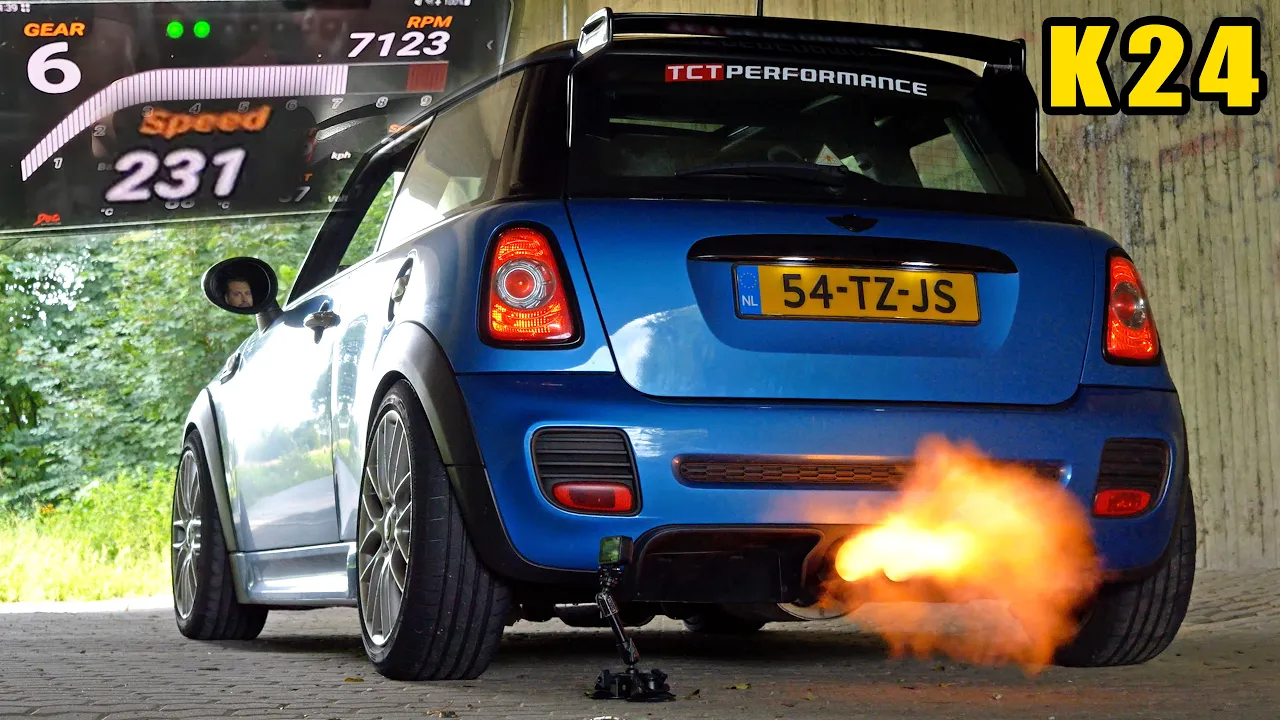 K SWAP K24 MINI shoots FLAMES! / TOP SPEED on AUTOBAHN