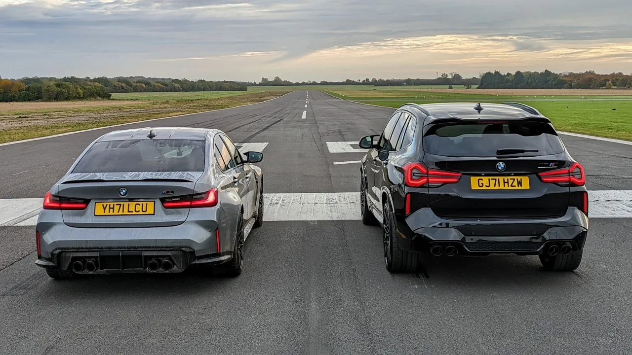 New BMW M3 xDrive vs X3M Comp DRAG RACE + Science | 4K