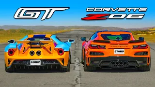 Ford GT v Corvette Z06: DRAG RACE