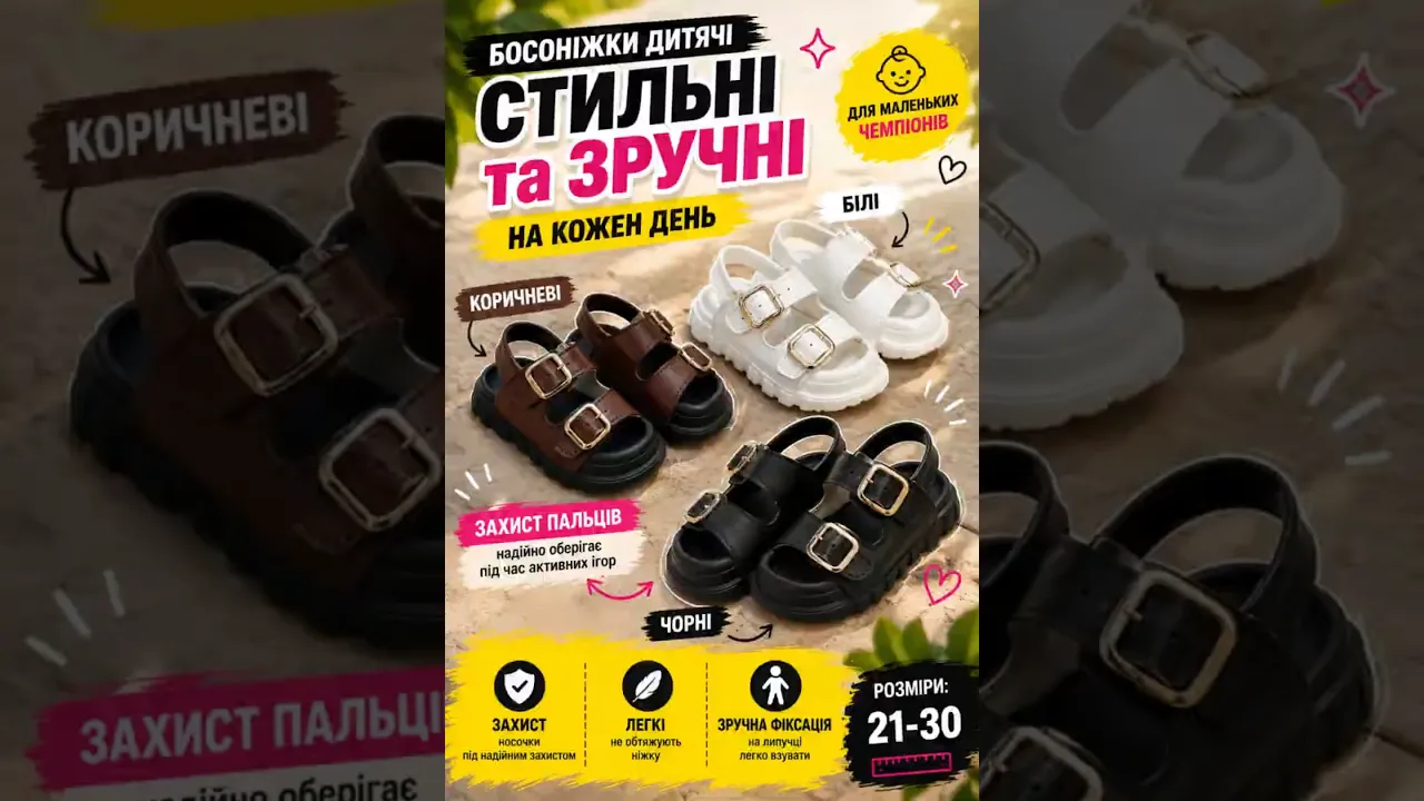 Детские босоножки с защитой пальцев TZ черные — стильная и удобная обувь на лето