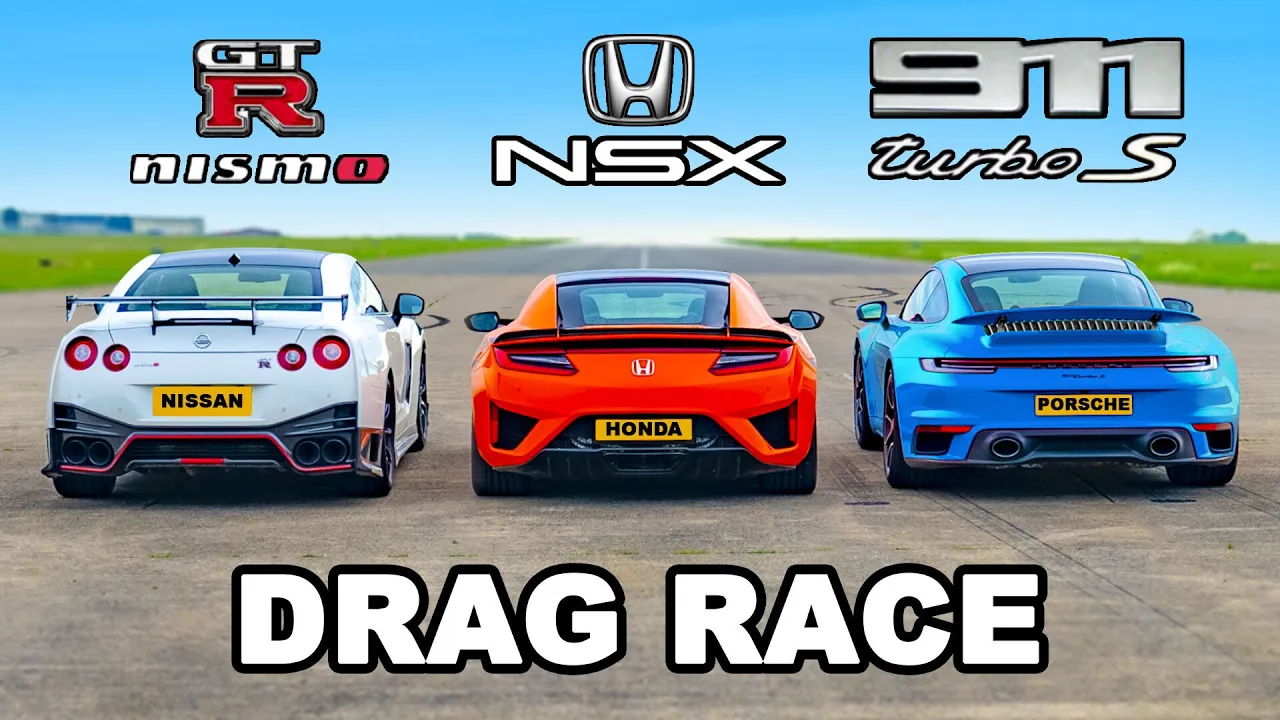 911 Turbo S v GTR Nismo vs Honda NSX: DRAG RACE