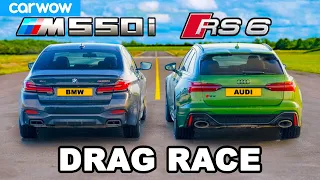 Audi RS6 v BMW M550i: DRAG RACE