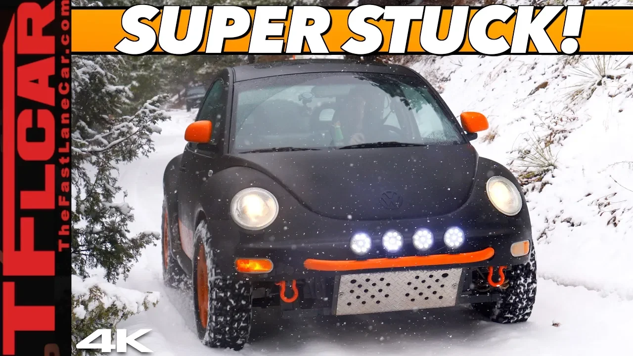 We Get Stuck IMMEDIATELY in Our Lifted Off-Road VW New Beetle Blasting Through Snow!