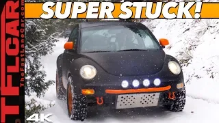 We Get Stuck IMMEDIATELY in Our Lifted Off-Road VW New Beetle Blasting Through Snow!