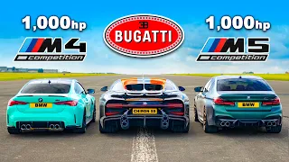 Bugatti Chiron Super Sport v 1,000hp BMW M4 and M5: DRAG RACE