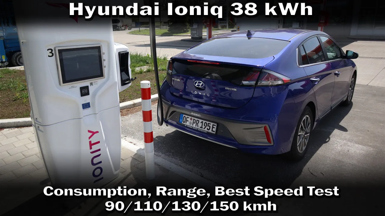 Hyundai Ioniq 38 kWh - RAnge, COnsumption, BEst Speed for long distance Test