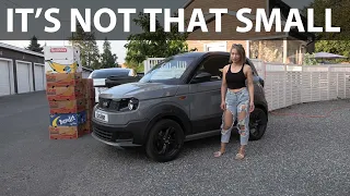 Ligier Myli banana box test with my wife's sister