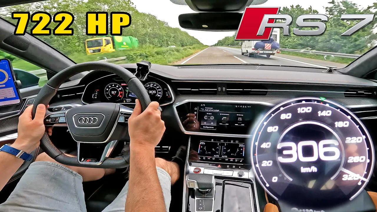 722HP AUDI RS7 C8 goes 306KM/H on GERMAN AUTOBAHN!