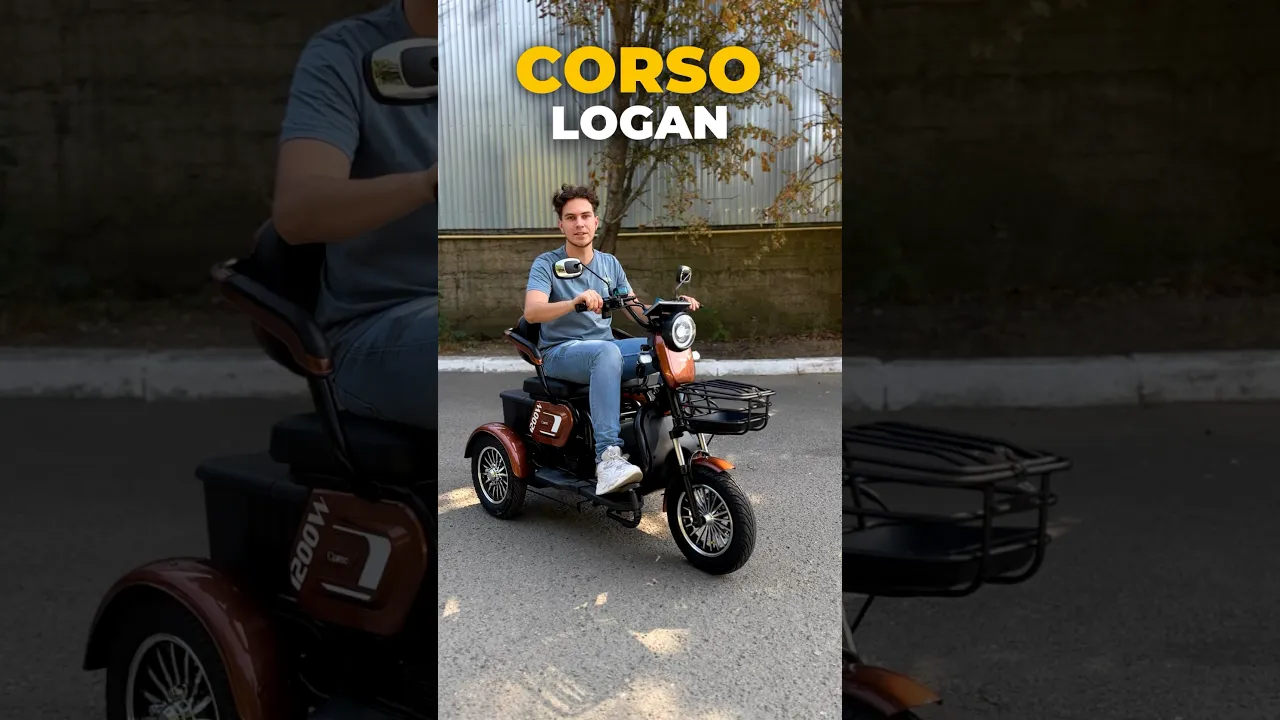 Електричний трицикл Corso «Logan» LN-812003 (1) + 1 ЯЩИК АКУМ, двигун 1200W, акумулятор 72V/23Ah, колеса 300-10, в коробці