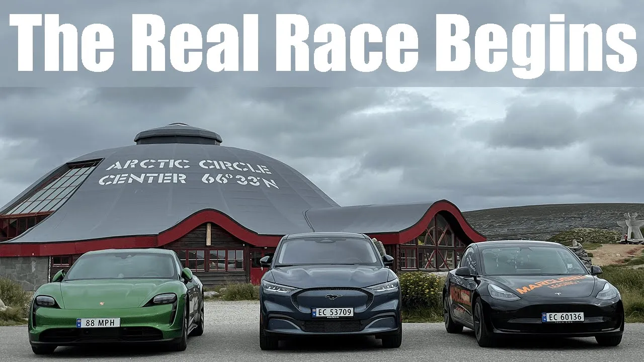 Race To The Arctic Circle | Mach-E vs Taycan vs Model 3 | PART 2 with @bjornnyland