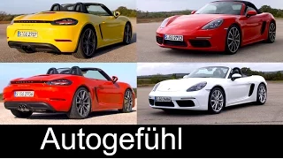 Porsche 718 Boxster (S) colours & trims driving shots exterior/interior sound preview 2017