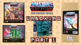 UNBOXING | Part 1 | MotU Board Game Clash for Eternia | Core Game, Play Mat, & Castle Grayskull