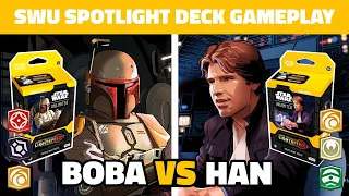 Boba Fett VS Han Solo Spotlight / Starter Deck Jump to Lightspeed Gameplay - Star Wars Unlimited