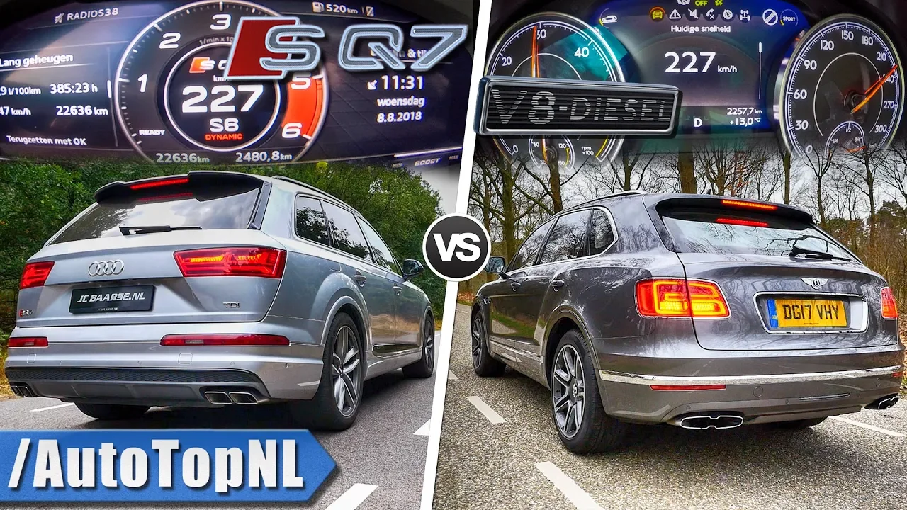 AUDI SQ7 vs BENTLEY BENTAYGA Diesel | ACCELERATION & POV by AutoTopNL