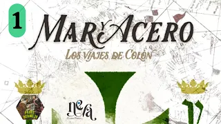 #1 Mar y Acero. Los viajes de Colón de A. Vaquera. Mapa, fichas y cartas.