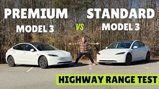Tesla Model 3 Standard vs Premium 70-MPH Highway Range Test!