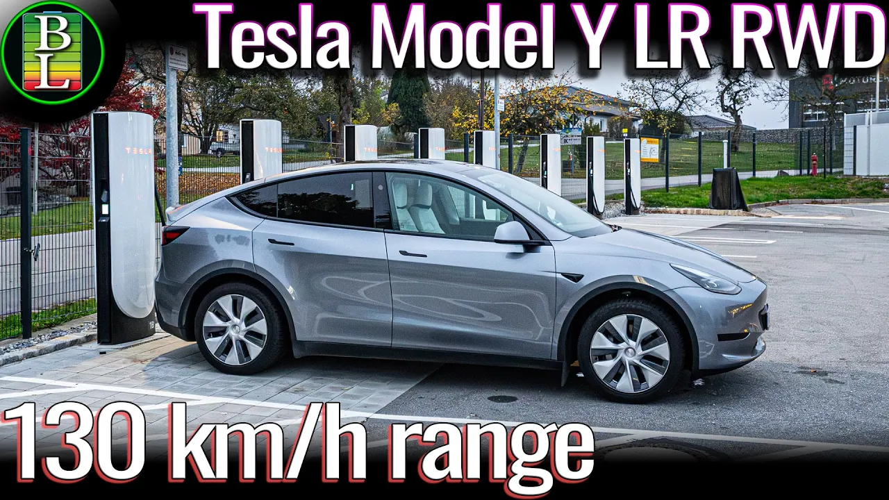 Tesla Model Y LongRange RWD - 130 km/h (81 mph) range test