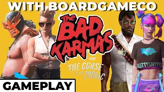 The Bad Karmas: Curse and the Curse of the Zodiac - 4p Gameplay with @BoardGameCo
