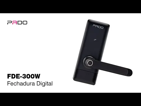 Fechadura Pado de Biometria Cartão Senha Chave Bluetooth e Wi-Fi FDE-300W Resistente à Água Preta de Embutir