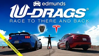 U-DRAG RACE: Tesla Model 3 Performance vs. Ford Mustang Dark Horse Supercharged