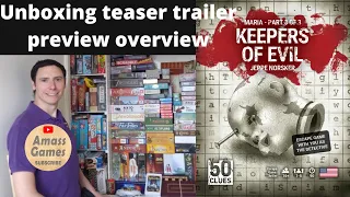 Keepers of Evil 50 Clues: narrative board game how to setup play unboxing escape room * Amass Games