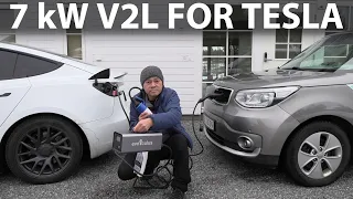 Evniculus V2L adapter for Tesla with 7 kW/32A CEE output