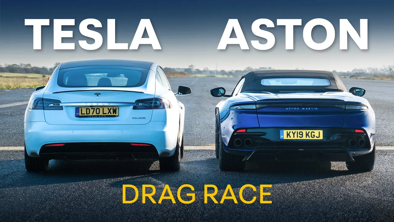 Tesla Model S Performance v Aston Martin DBS: DRAG RACE, 0-100-0, Rolling Race