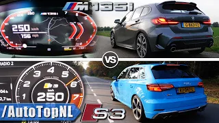 BMW M135i xDrive vs Audi S3 Quattro | 0-250km/h ACCELERATION DRAG RACE SOUND & POV by AutoTopNL