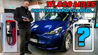 111,000 miles and ONLY EVER SUPERCHARGED? High-mileage Tesla Model Y battery test & condition