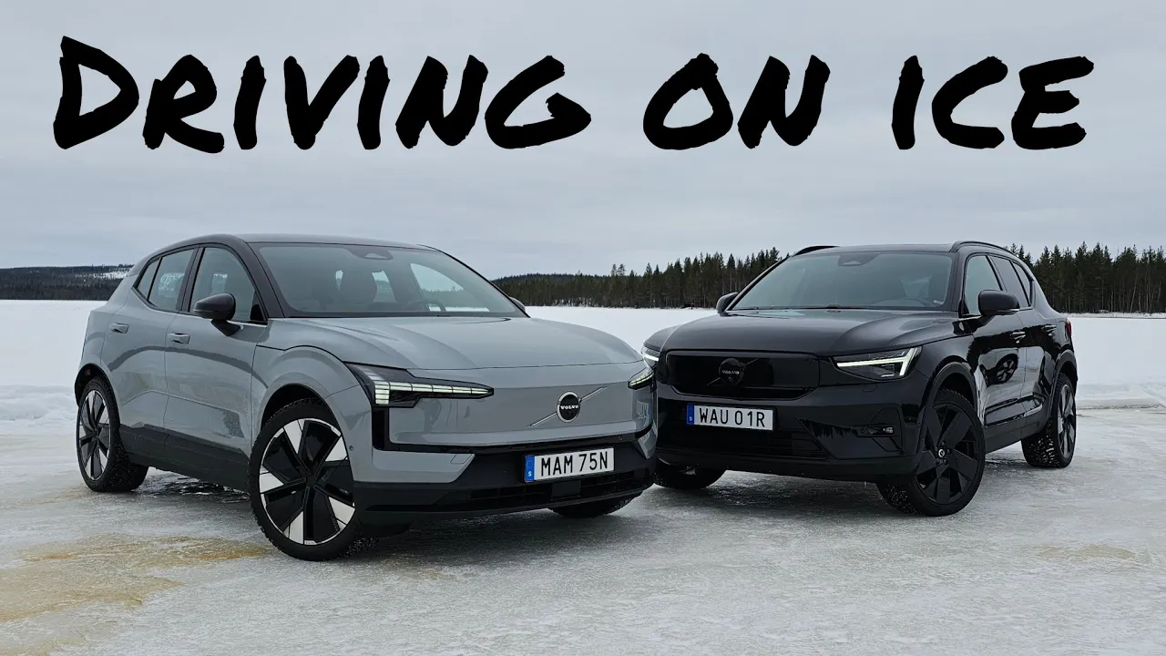 Sideways with Volvo's EX30 😎 Driving on a frozen lake in Sweden