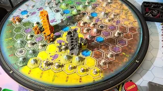 CYSMIC Boardgame - Solo Setup with Lazy Susan in Action