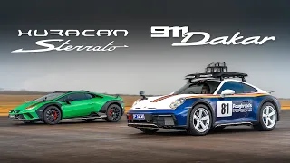 LAMBO Huracan Sterrato vs PORSCHE 911 Dakar drag race