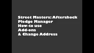 Street Masters Episode 31 Aftershock Pledge Manager instructions