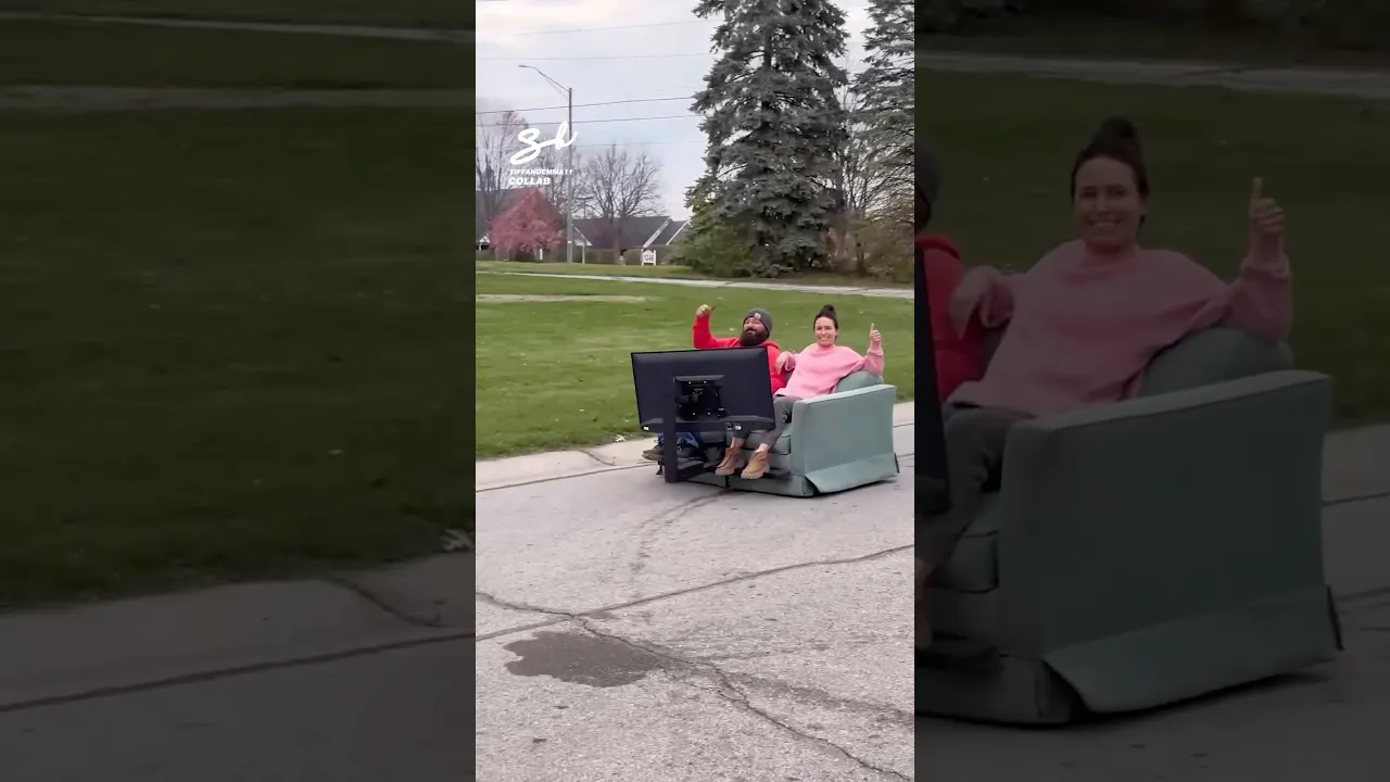 When you want to finish a series but have errands to run 😂 #cars #vehicles #sofa