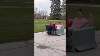 When you want to finish a series but have errands to run 😂 #cars #vehicles #sofa