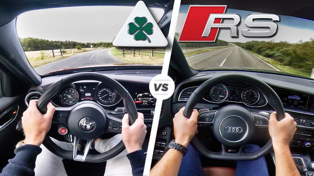 Alfa Romeo Giulia Quadrifoglio vs Audi RS4 POV Test Drive Acceleration & Sound by AutoTopNL