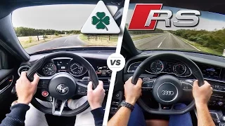 Alfa Romeo Giulia Quadrifoglio vs Audi RS4 POV Test Drive Acceleration & Sound by AutoTopNL