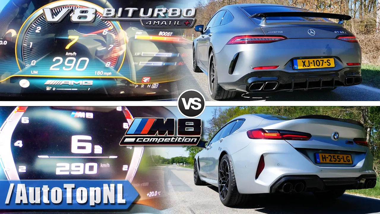 BMW M8 Gran Coupe vs AMG GT63 S 4 Door | ACCELERATION SOUND & POV by AutoTopNL