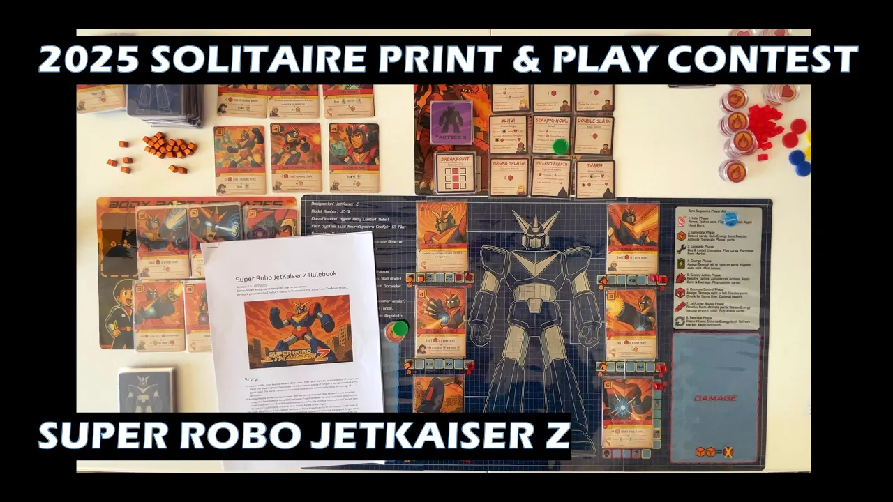 Super Robo JetKaiser Z board game overview solo PnP deck builder