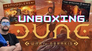 Unboxing Dune: War for Arrakis by CMON in ALL in - Core Box, The Spacing Guild , Smugglers Expansion