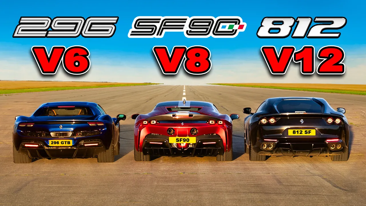 Ferrari V12 vs V8 vs V6: DRAG RACE