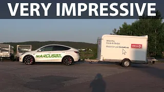 Tesla Model Y Performance range test with big trailer