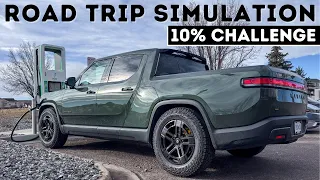 All Terrain Tires Barely Slow The Rivian R1T Max Pack - 10% Challenge Road Trip Simulation