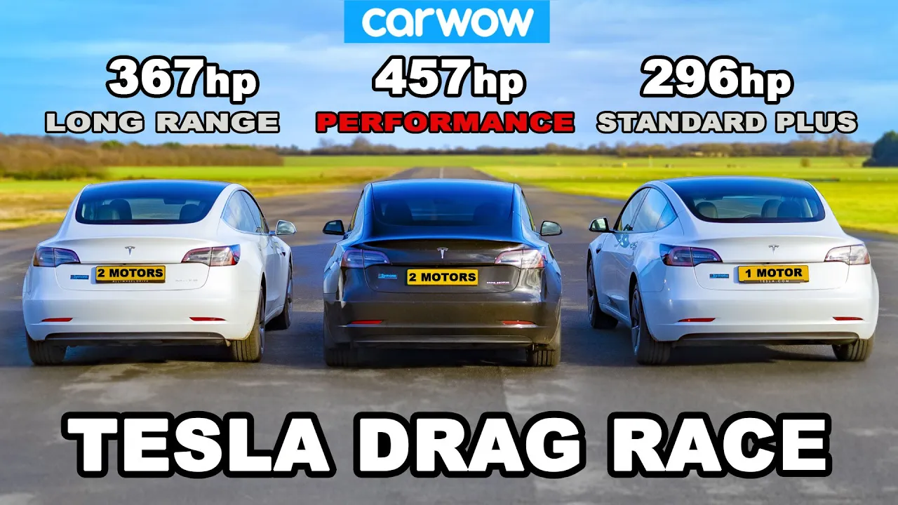 Tesla Model 3 DRAG RACE *Performance v Long Range v Standard Plus*