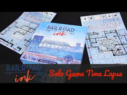 Railroad Ink Deep Blue Edition Solo Board Game Session in less than 1 Minute Time Lapse
