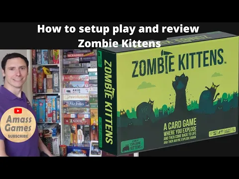 Zombie Kittens party card game - how to setup play and review. Exploding Kittens * AmassGames *
